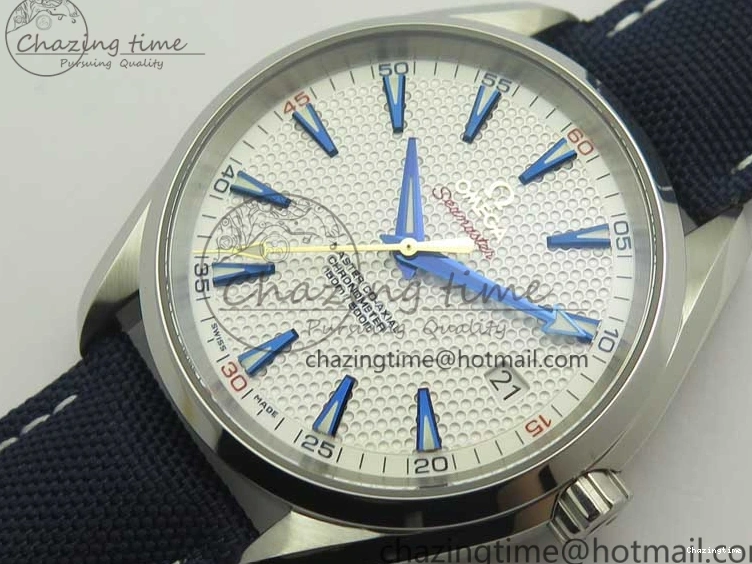 0216 EasyCare Aqua Terra Master Ryder Cup Edition VSF 1:1 Best Edition White Textured Dial on Blue Nylon Strap A8500 Super Clone 8016